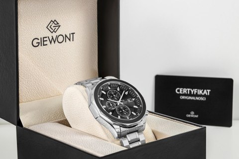 Giewont Zegarek Męski Giewont Chronograph Sapphire Srebrny GW7290-B2