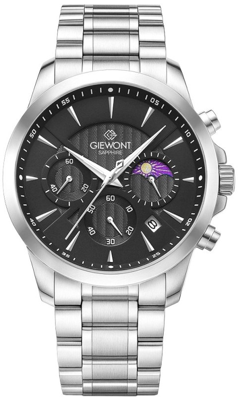Giewont Zegarek Męski Giewont Chronograph Sapphire Srebrny GW9460-B2