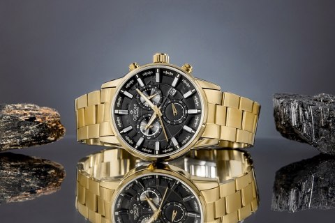 Giewont Zegarek Męski Giewont Chronograph Sapphire Złoto Czarny GW4580-B4