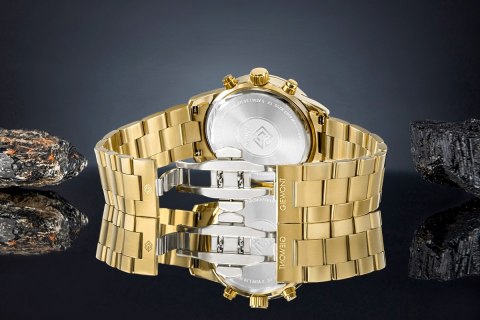 Giewont Zegarek Męski Giewont Chronograph Sapphire Złoto Czarny GW4580-B4