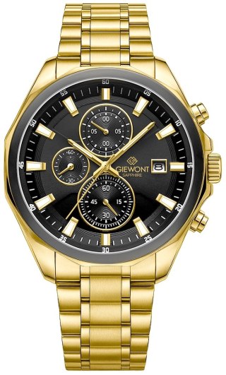 Giewont Zegarek Męski Giewont Chronograph Sapphire Złoto Czarny GW7290-B4