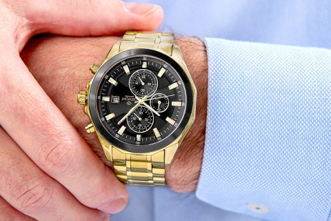 Giewont Zegarek Męski Giewont Chronograph Sapphire Złoto Czarny GW7290-B4