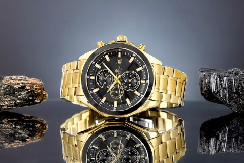 Giewont Zegarek Męski Giewont Chronograph Sapphire Złoto Czarny GW7290-B4