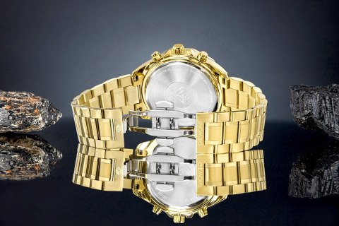 Giewont Zegarek Męski Giewont Chronograph Sapphire Złoto Czarny GW7290-B4