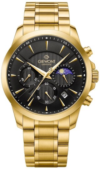 Giewont Zegarek Męski Giewont Chronograph Sapphire Złoto Czarny GW9460-B4