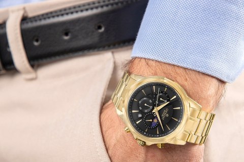 Giewont Zegarek Męski Giewont Chronograph Sapphire Złoto Czarny GW9460-B4