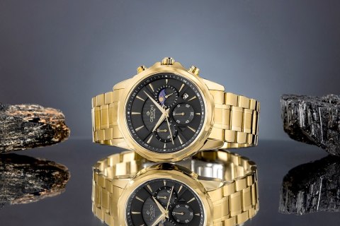 Giewont Zegarek Męski Giewont Chronograph Sapphire Złoto Czarny GW9460-B4