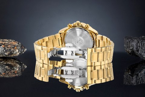 Giewont Zegarek Męski Giewont Chronograph Sapphire Złoto Czarny GW9460-B4