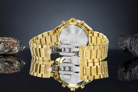 Giewont Zegarek Męski Giewont Chronograph Sapphire Złoto Niebieski GW7290-B6