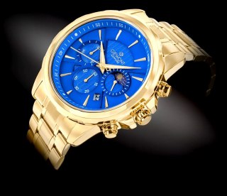 Giewont Zegarek Męski Giewont Chronograph Sapphire Złoto Niebieski GW9460-B5