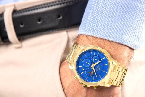 Giewont Zegarek Męski Giewont Chronograph Sapphire Złoto Niebieski GW9460-B5