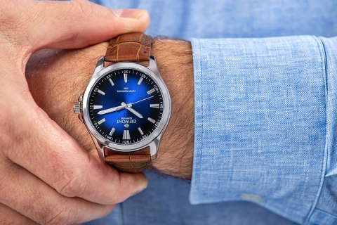 Giewont Zegarek Męski Giewont Elegance Sapphire Brązowo Niebieski GW5160-A7