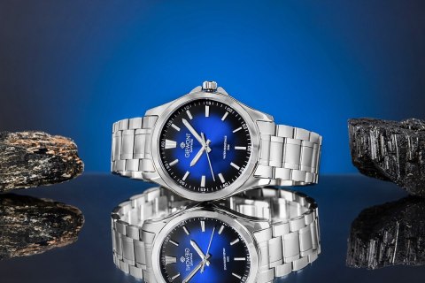 Giewont Zegarek Męski Giewont Elegance Sapphire Srebrno Niebieski GW5160-B3