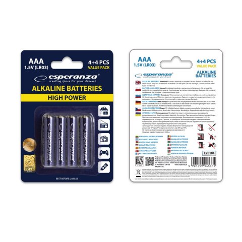 EZB104 Esperanza baterie alkaliczne aaa 8szt blister