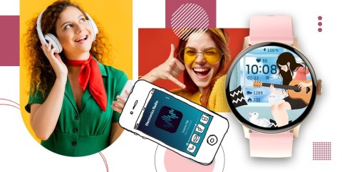 Giewont Smartwatch GIEWONT Supernova SmartCall GW330-4 Black Shine/Powder Pink