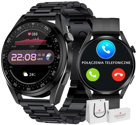 Giewont Smartwatch GIEWONT Vertex SmartCall GW450-1 Carbon/Carbon Silikon