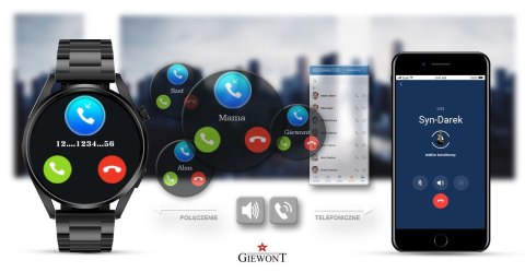 Giewont Smartwatch GIEWONT Vertex SmartCall GW450-1 Carbon/Carbon Silikon