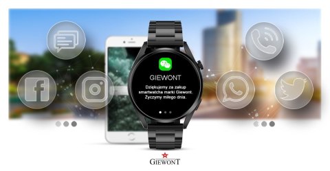 Giewont Smartwatch GIEWONT Vertex SmartCall GW450-1 Carbon/Carbon Silikon