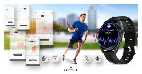 Giewont Smartwatch GIEWONT Vertex SmartCall GW450-1 Carbon/Carbon Silikon