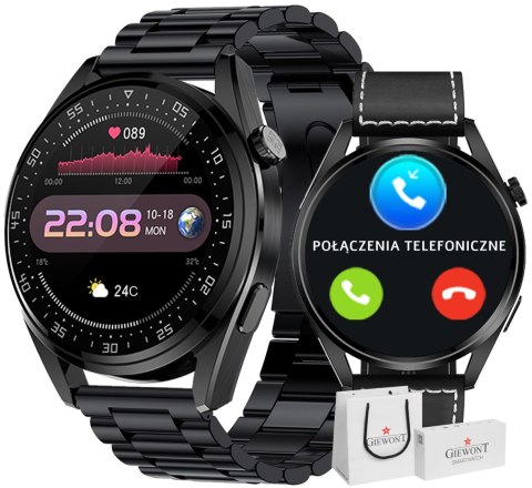 Giewont Smartwatch GIEWONT Vertex SmartCall GW450-2 Carbon/Carbon Leather