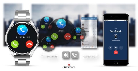 Giewont Smartwatch GIEWONT Vertex SmartCall GW450-4 Silver/Carbon Silikon