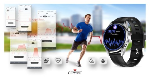 Giewont Smartwatch GIEWONT Vertex SmartCall GW450-4 Silver/Carbon Silikon