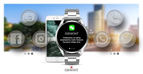 Giewont Smartwatch GIEWONT Vertex SmartCall GW450-5 Silver/Carbon Leather