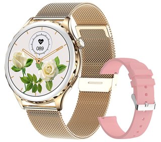 RUBICON Smartwatch Damski Rubicon RNCF02-2 Złoty + Pasek Różowy
