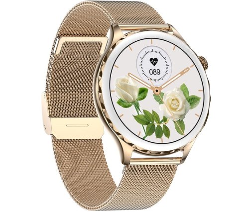 RUBICON Smartwatch Damski Rubicon RNCF02-2 Złoty + Pasek Różowy