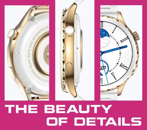 RUBICON Smartwatch Damski Rubicon RNCF02-2 Złoty + Pasek Różowy