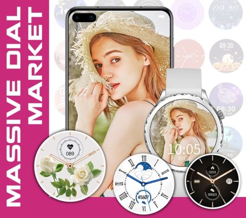 RUBICON Smartwatch Damski Rubicon RNCF02-2 Złoty + Pasek Różowy