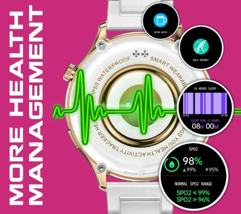 RUBICON Smartwatch Damski Rubicon RNCF02-2 Złoty + Pasek Różowy