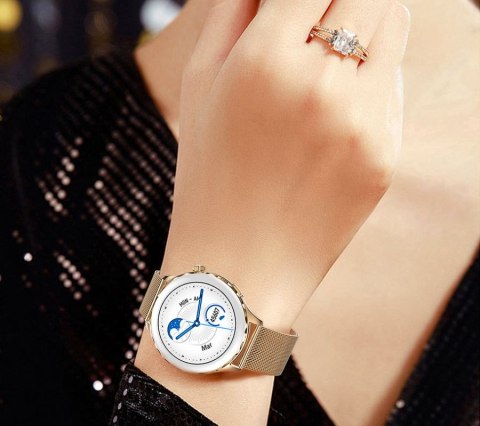 RUBICON Smartwatch Damski Rubicon RNCF02-2 Złoty + Pasek Różowy