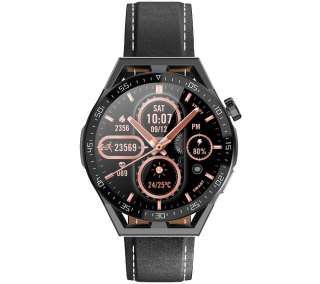 RUBICON Smartwatch Rubicon RNCE88-1 Czarny- Czarny Pasek Silikonowy + Czarny Pasek Skórzany