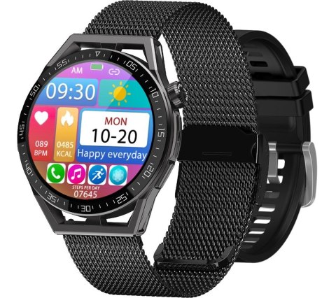 RUBICON Smartwatch Rubicon RNCE88-2 Czarny- Czarny Pasek Silikonowy + Czarna Bransoleta