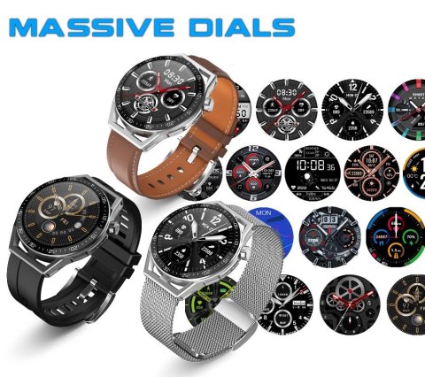 RUBICON Smartwatch Rubicon RNCE88-2 Czarny- Czarny Pasek Silikonowy + Czarna Bransoleta