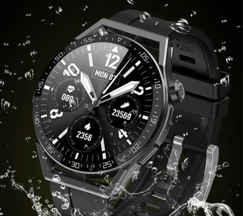 RUBICON Smartwatch Rubicon RNCE88-2 Czarny- Czarny Pasek Silikonowy + Czarna Bransoleta