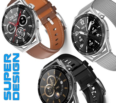 RUBICON Smartwatch Rubicon RNCE88-2 Czarny- Czarny Pasek Silikonowy + Czarna Bransoleta