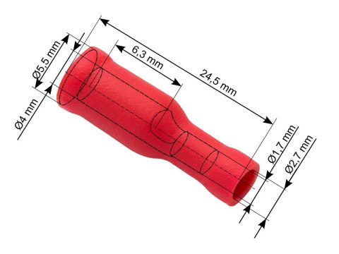 43-048# Konektor izolowany gniazdo 4,0/24,5mm czerwony 100szt.