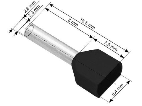43-087# Konektor izolowany tulejka 2x1,5/8 czarna 100szt.