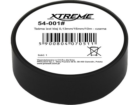 54-001# Taśma izolacyjna klejąca 0,13mm/15mm/10m - czarna