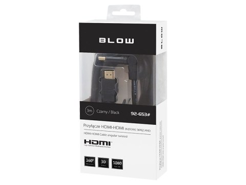 92-653# Przyłącze hdmi-hdmi black kątowe 3m skręcane`