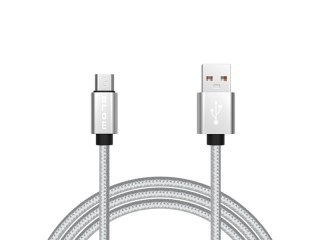 66-091# Przyłącze usb a - micro b 1,0m plecionka-srebrny