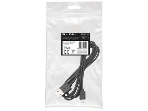 66-113# Przyłącze usb a - micro b 1m czarne hq zwieszka