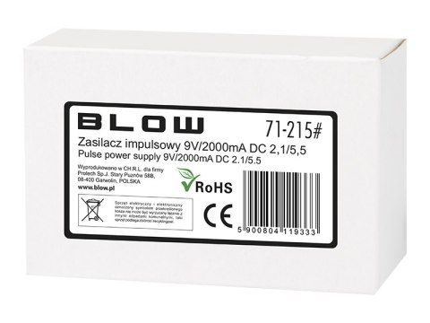71-215# Zasilacz impulsowy 9v/2000ma 2,1/5,5