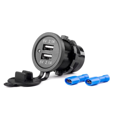 Wodoodporna ładowarka z gniazdami 2x usb 12v 24v mod-04 amio-02854