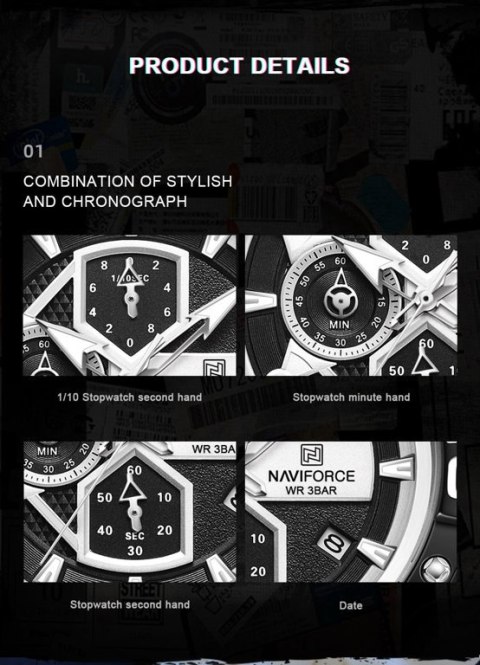 Naviforce ZEGAREK MĘSKI NAVIFORCE NF8018T - CHRONOGRAF (zn123a) + BOX