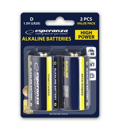 EZB106 Esperanza baterie alkaliczne lr20 d 2szt blister