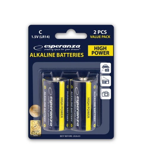 EZB107 Esperanza baterie alkaliczne lr14 c 2szt blister