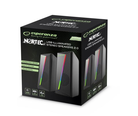 EGS106 Esperanza głośniki 2.0 usb led rainbow nortec